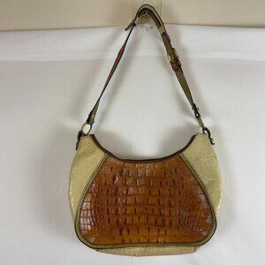 Brahmin Leather Shoulder Bag Cream Brown Vintage